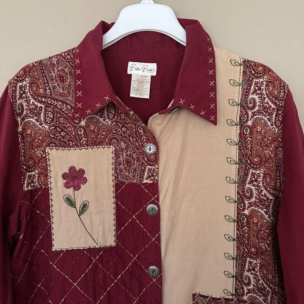 Vintage Patchwork Embroidered Button Shirt Jacket… - image 3